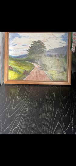 Framed Original Landscape Painting – Path Through Trees