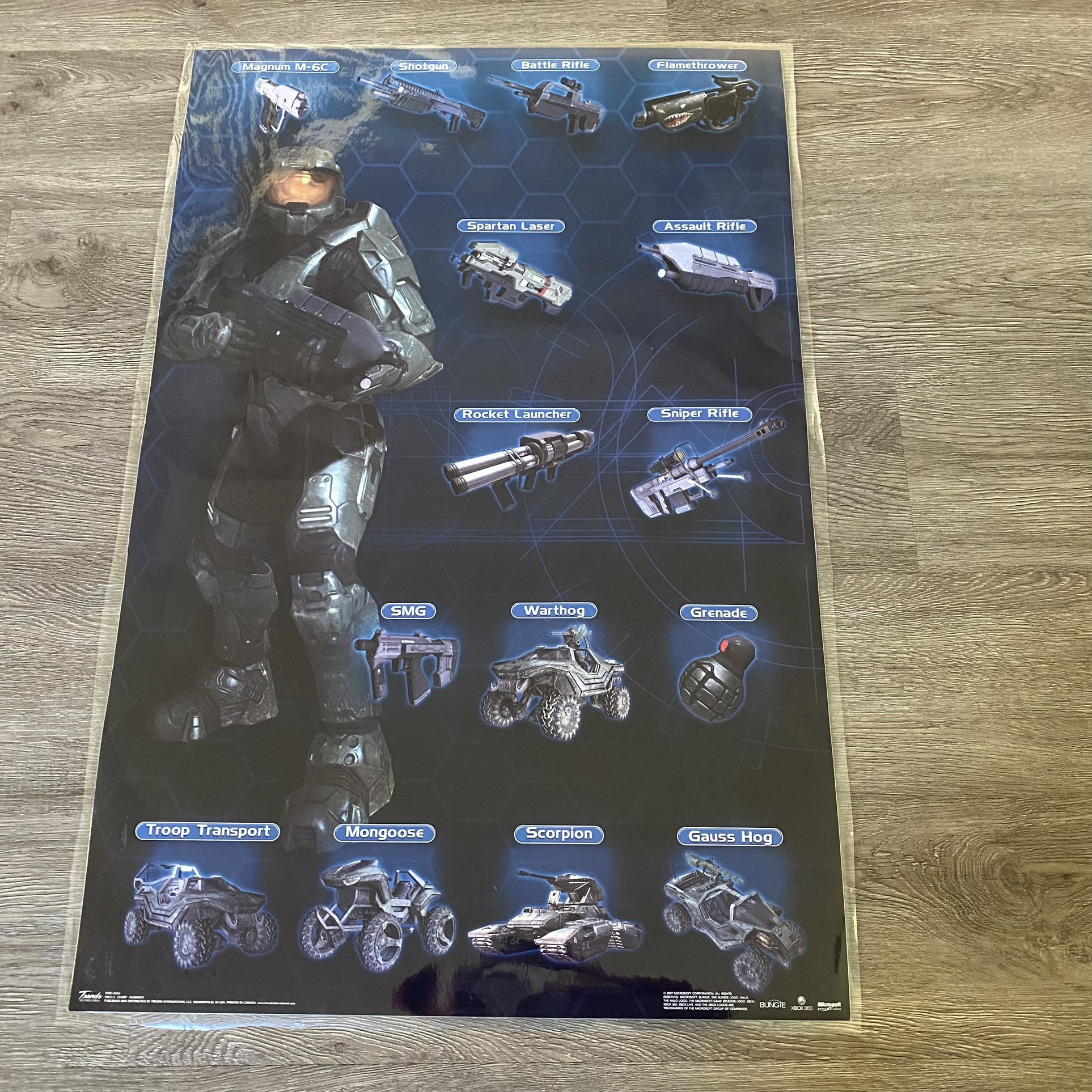 Rare Halo 3 Weapons Poster Laminated Item#9252 Halo 3- Chart- Humanity 2007