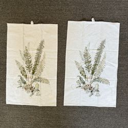 X2 Organic Linen, Cotton Tea Towels Foliage
