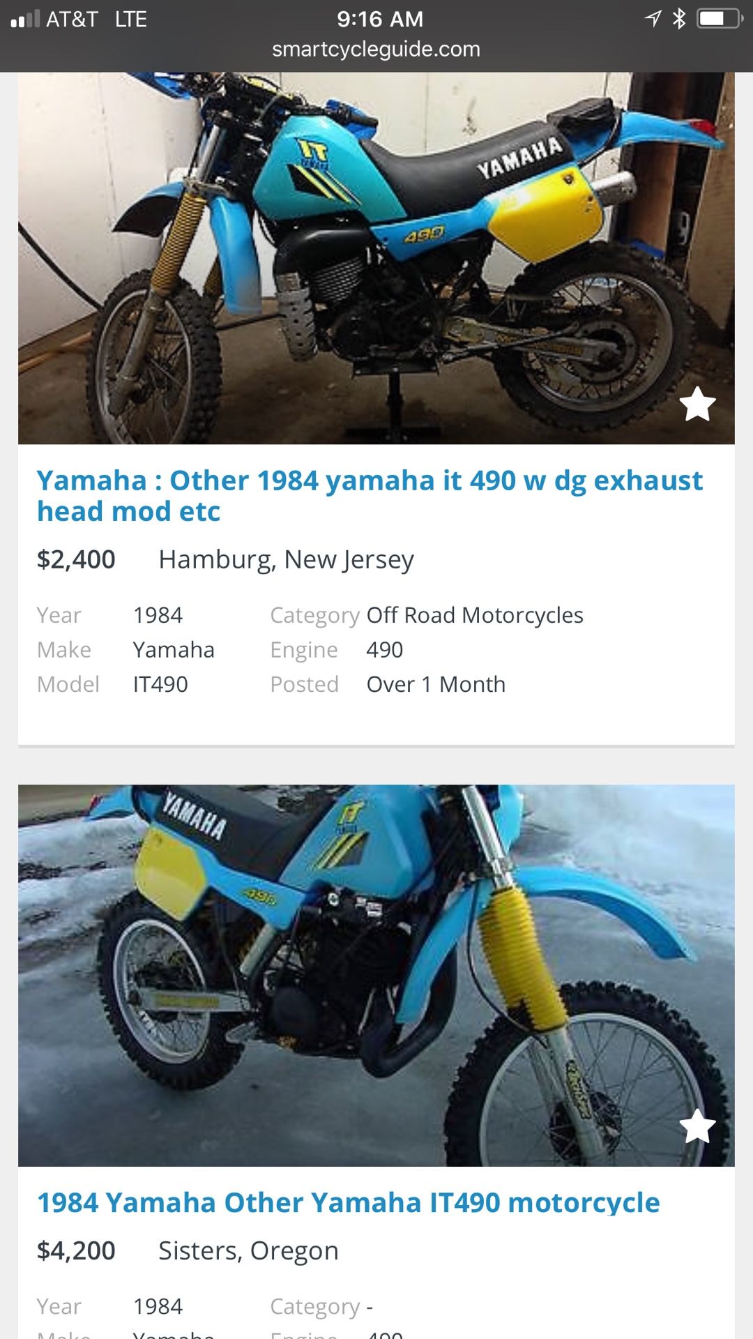 Dirt bike Yamaha it490 2 stroke open for trades for Sale in
