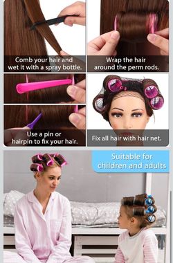 141 Pcs Plastic Hair Rollers Set with Clips and Pins,Multicolor