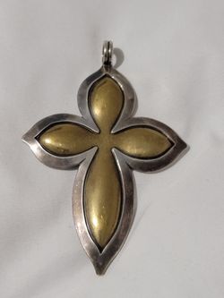 HUGE! Over 3" James Avery Brass and Silver Cross~ BEAUTIFUL Piece! 14.5gr RARE!