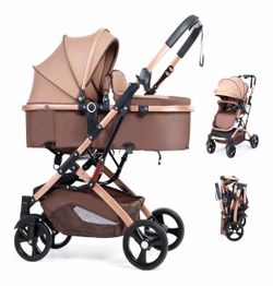 Brand New 2 in 1 Baby Stroller Newborn Foldable Pushchair with Adjustable Canopy