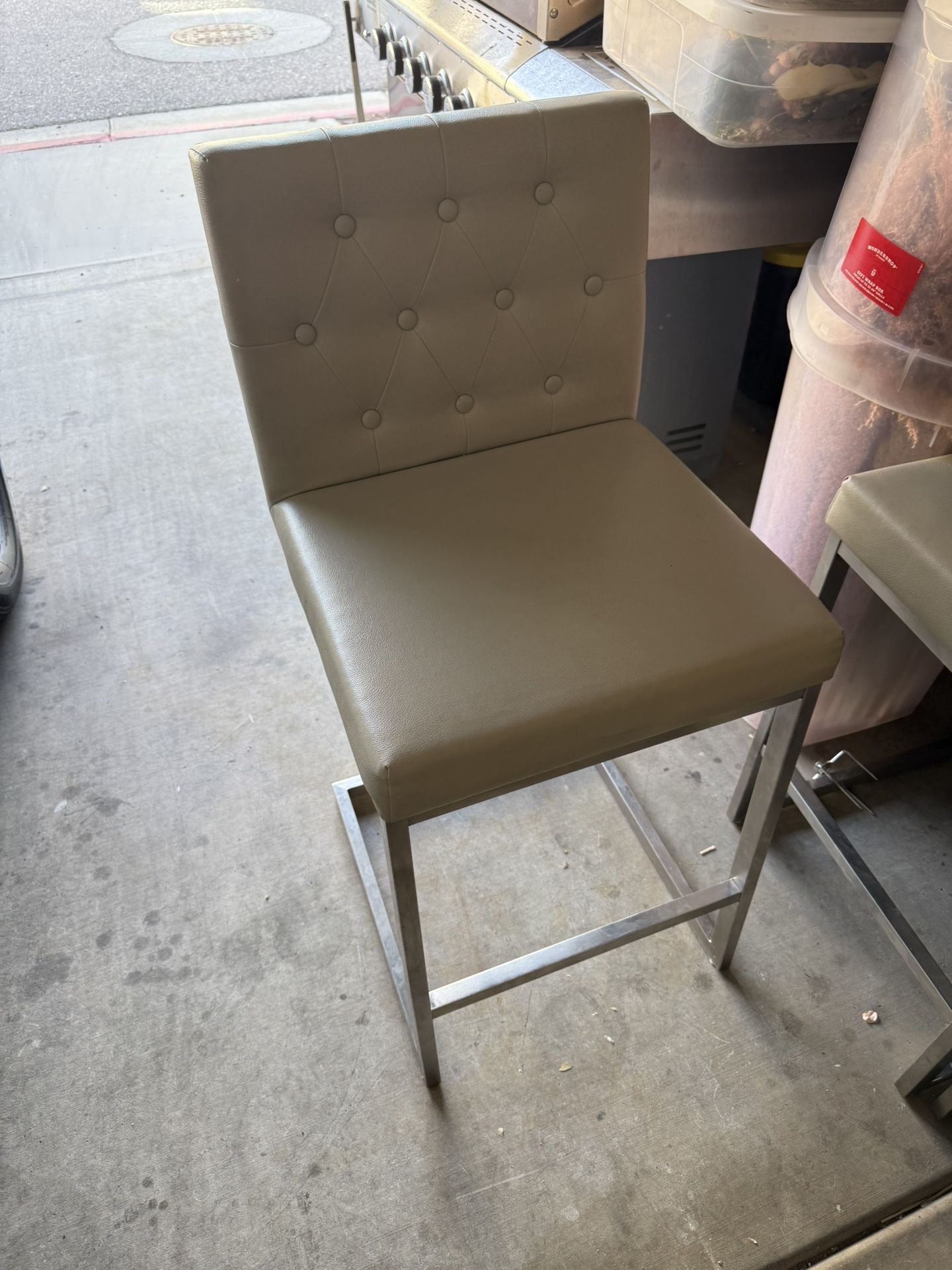 TOV Bar Stools - Gray Leather & Chrome
