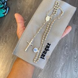 .925 Sterling Silver Rosary Sz 20” 