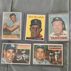 Five HOF’ers Mickey Mantle, Ted Williams, Duke Snider, Don Drysdale, Ralph Kiner 