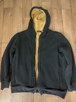 Black Sherpa-Lined Zip-Up Hoodie Jacket