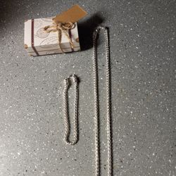 20"Silver Plated Chain With Bracelet🙂New