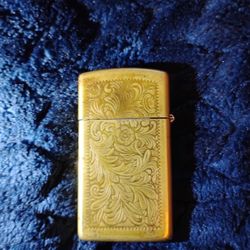 Vintage 1992 Zippo Venetian Brass Lighter – Double-Sided Engraved – Used