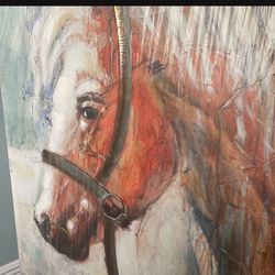 New!! Large Painting Of Palomino Horse Bust 3.5ftx2.5ft