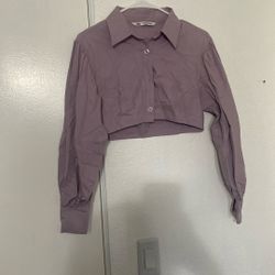 Light Purple Zara Cropped Long Sleeve 