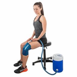 Brand New Aircast Cold Therapy Universal Fit Knee Cryo and Cuff with Gravity-Fed Non-Motorized Cooler for Maximum Cryotherapy (Blue, Medium)