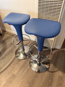 REXITE ZANZIBAR ADJUSTABLE HEIGHT SADDLE STOOLS - SET OF 2 - BLUE