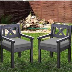 Outdoor Chair Cushions Set,Machine-Washable Cover with zipper and Non-Slip Ties,Water Resistant Chair Pad for Outdoor Furniture,2"Thick Dining Chair P