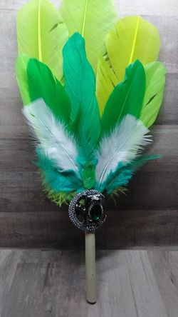 Smudging Fan with. Green Quartz Crystal