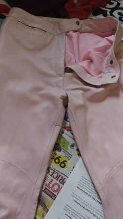 Pink leather pants