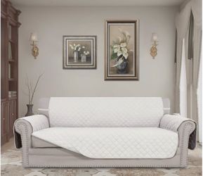 Quilted Sofa Cover Slipcover White