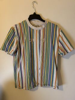 Guess Los Angeles Multicolor Stripe Tee. Size Large. Pre-Owned. Great Condition.