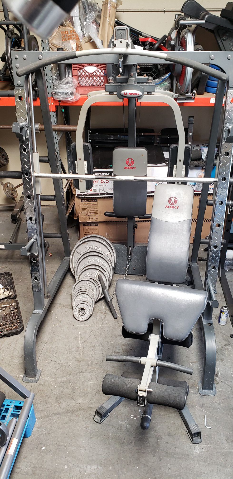 Smith machine with Olympic weights