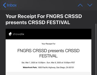 CRSSD tix (Sunday only) 2 tix