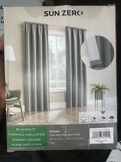 Sun Zero Kinnear Blackout Curtain Panel Grey 40x84