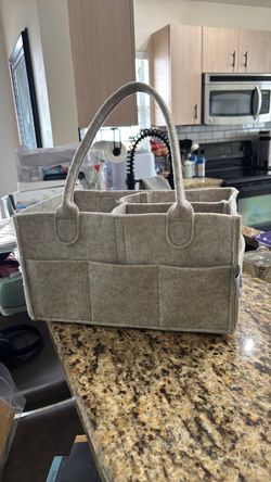 Gray Felt Diaper Caddy Organizer