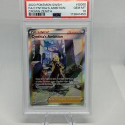2023 Pokemon Sword Shield Crown Zenith Full Art Cynthia's Ambition GG60 PSA 10