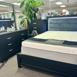 Beautiful Black 5pc Bedroom Furniture Set With LED Lighting On Sale Only $699