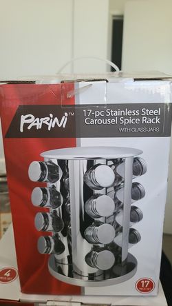 Parini 17-Pc Stainless Steel Carousel Spice Rack