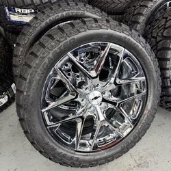 NEW 22 inch chrome new style snowflakes wrapped in 33x12.50r22 lancaster tires