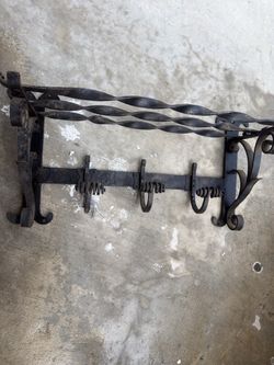 Wrought Iron Wall Coat Rack with Hooks