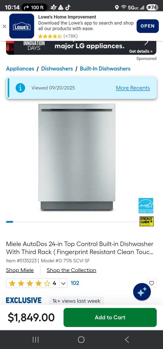 Miele Dishwasher 