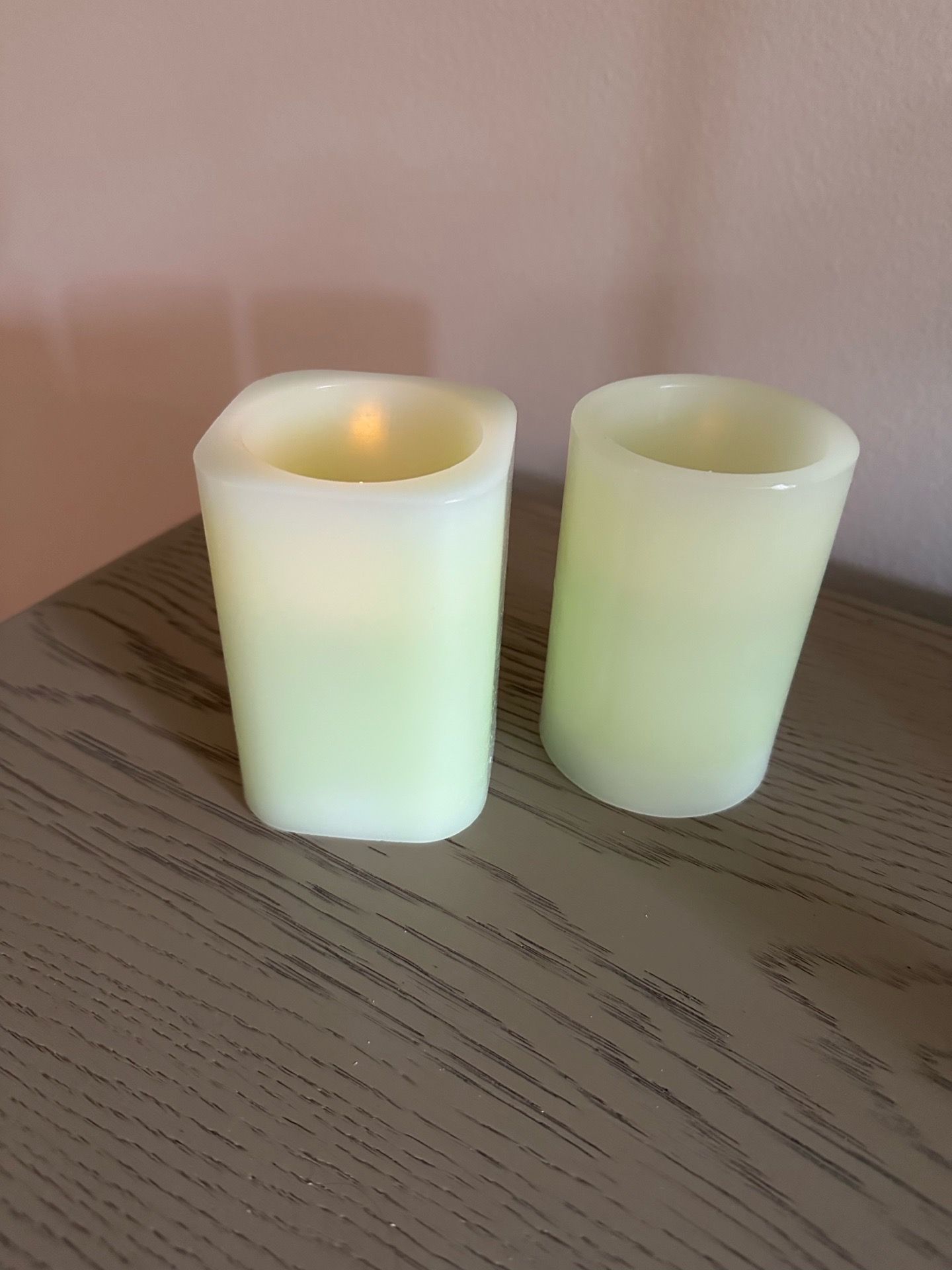 Set of 2 Flameless LED Pillar Candles - Flickering Amber Glow - Battery Operated Wax-Look Pillars