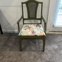Vintage Olive Green Arm Chair Upholstered Seat