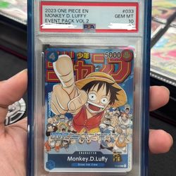 ONE PIECE P-033 MONKEY D LUFFY EVENT PACK VOL 2 PROMO PSA 10