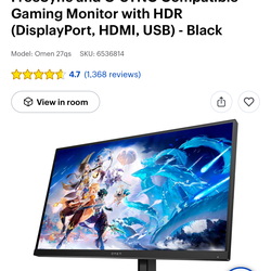 HP OMEN - 27" IPS LED QHD 240Hz Gaming Monitor - Black