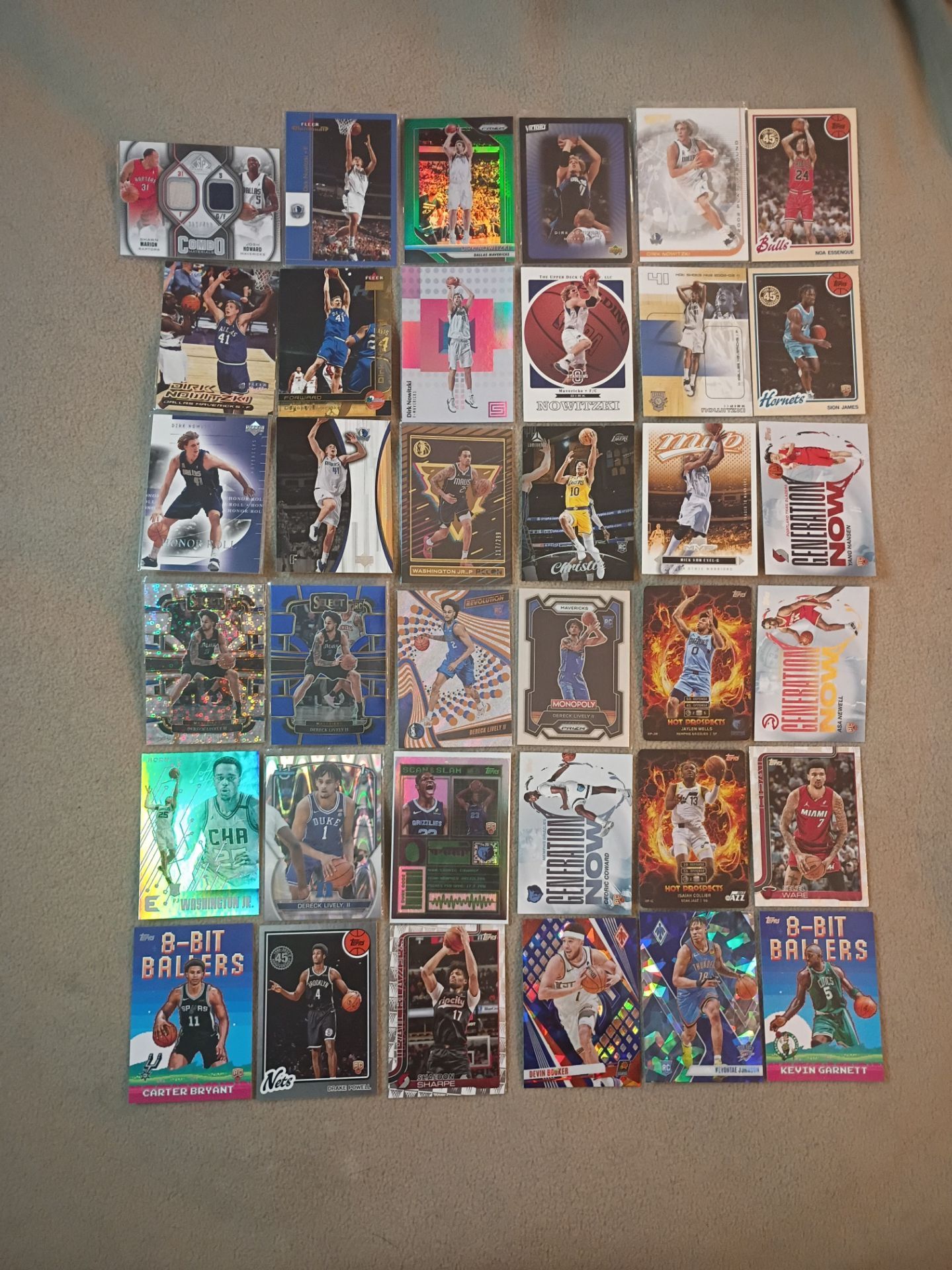 36 Total Cards For 75: 25 Dallas Mavericks + 11 2025-26 Topps & Topps Match Attax Cards ((12 Dirk Nowitzki, 3 Numbered, 1 Dual Patch, 16 Rookies) Read