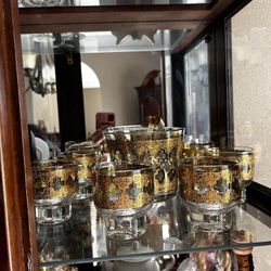 VINTAGE 22K GOLD CULVER VALENCIA GLASSWARE SET