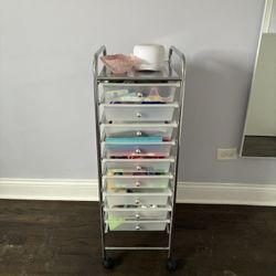 Plastic 9 Drawer Rolling Storage Cart with Wheels