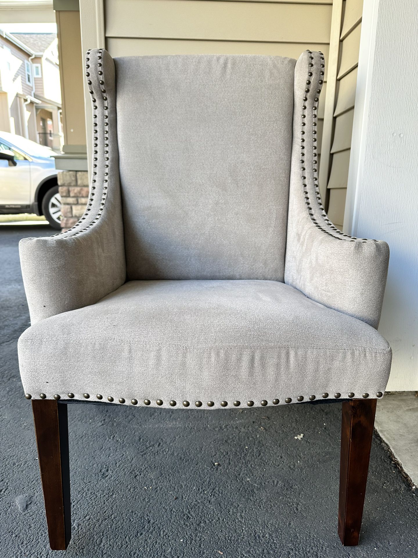 Gray Wingback Accent Chair 