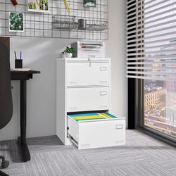 Brand New Sealed White 3 Drawer Lateral Filing Cabinet with Lock