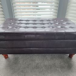 Ashley Furniture NFM Storage Bench Ottoman – Dark Brown Faux Leather