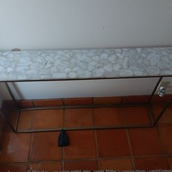 57" White Geode Console Table