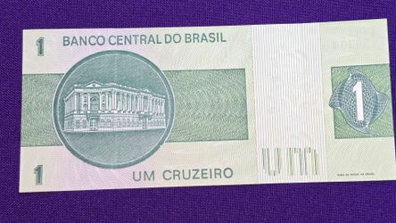 Banco Central DO BRASIL one UM CRUZEIRO BANKNOTE Crisp Uncirculated world money