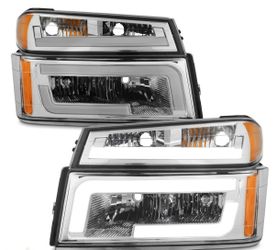 04-12 Chevy Colorado Chrome LED Bar Headlights Parking Lights