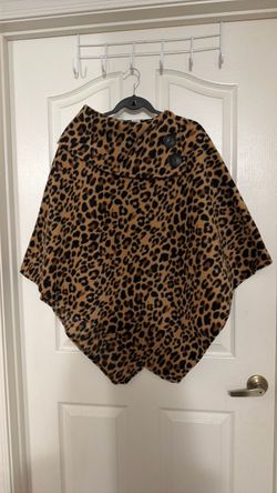 Leopard Print Fleece Poncho Cape