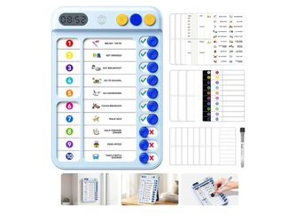Chore Chart for Kids with Visual Timer, ADHD Tools Visual Schedule Planning Board with Slider, 20 Personalizable Cards and Magnetic Marker, Morning/Be