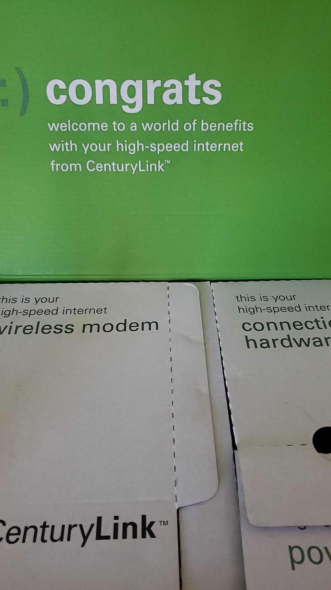 Century link modem high speed internet all cords included
