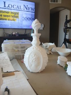 Vintage Milk Glass Decanter 