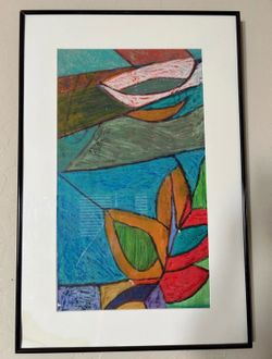 Signed Collins Modern Abstract Mixed Media Style Framed Art